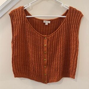 PILCRO - Orange Knit Button-Up Tank Top in size XS